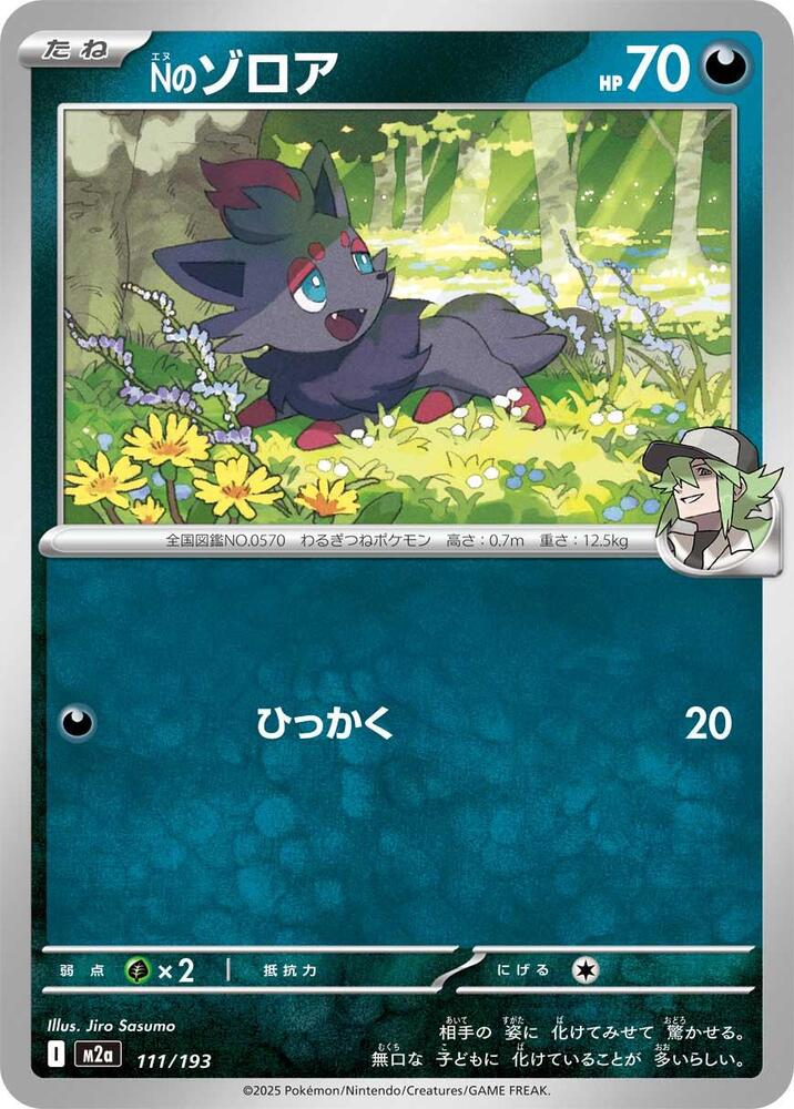 N's Zorua – 111/193 – M2a: High Class Pack: MEGA Dream ex – Japonais