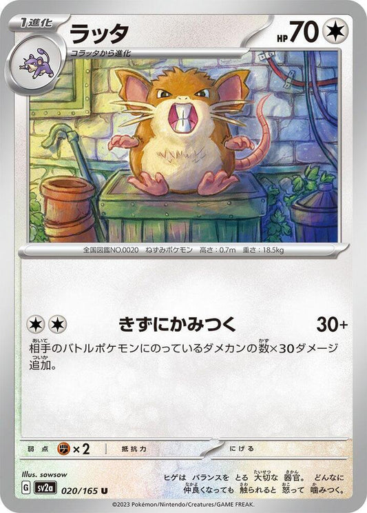 Raticate – 020/165 – SV2a: Pokemon Card 151 – Japonais