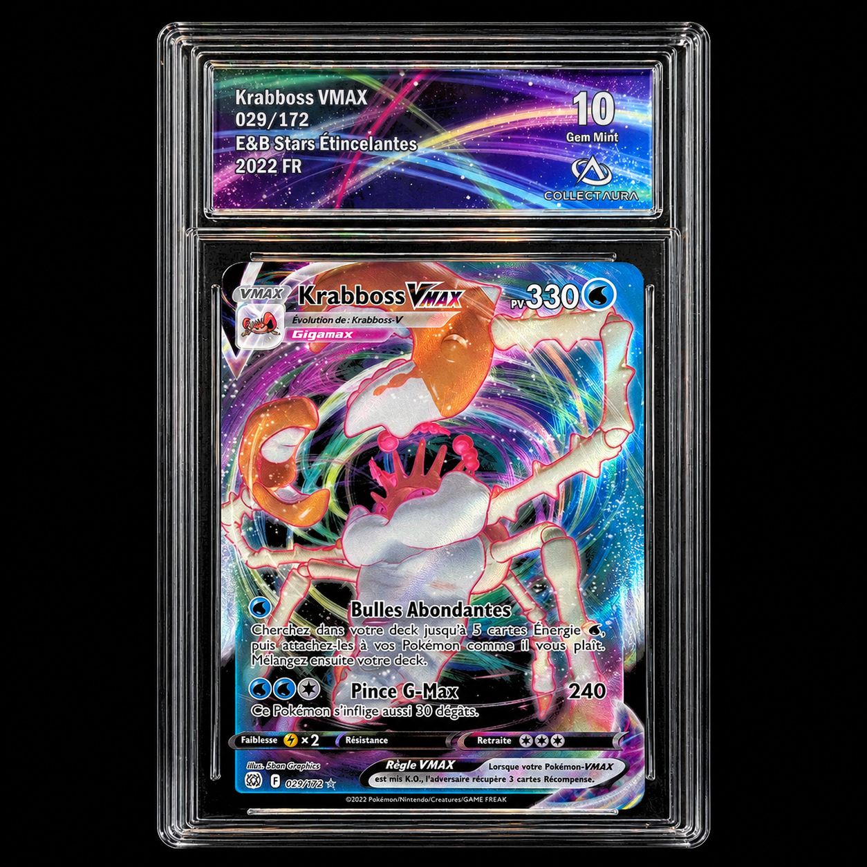 Krabboss VMAX (Kingler VMAX) – 029/172 – Stars Étincelantes – Français – Collect Aura 10 Gem Mint